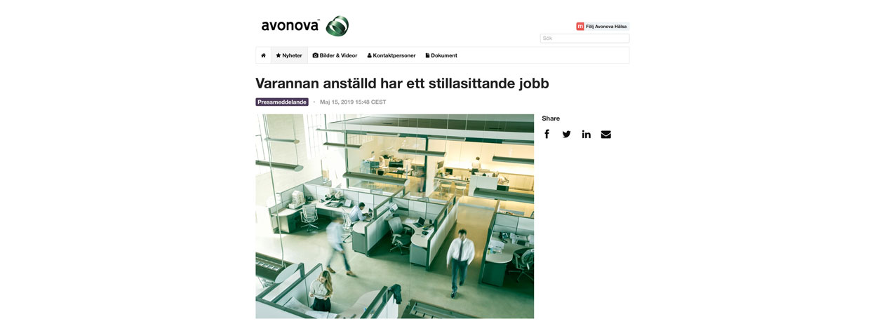 Avonova - Varannan anstäld har ett stillasittande jobb